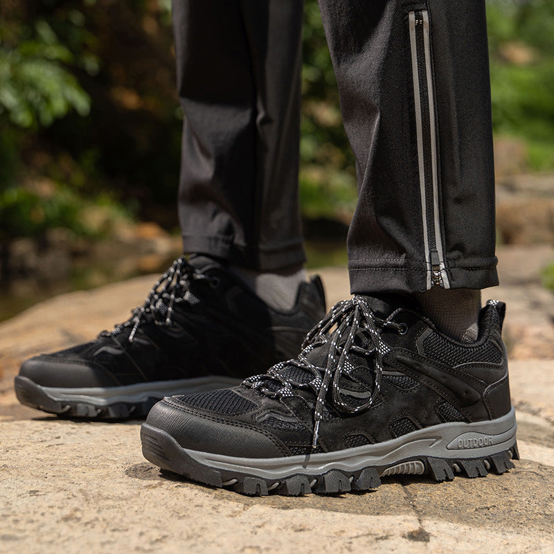 Men's Outdoor Hiking Shoes – Breathable Waterproof Low-Cut Walking Shoes with Non-Slip Traction, Abrasion-Proof Build & Orthopedic Wide Toe Arch Support