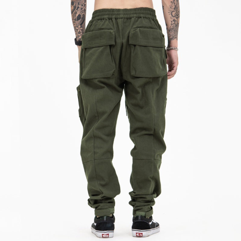 New Trendy Brand  High Street Multi-pocket Functional Tooling Casual Pants