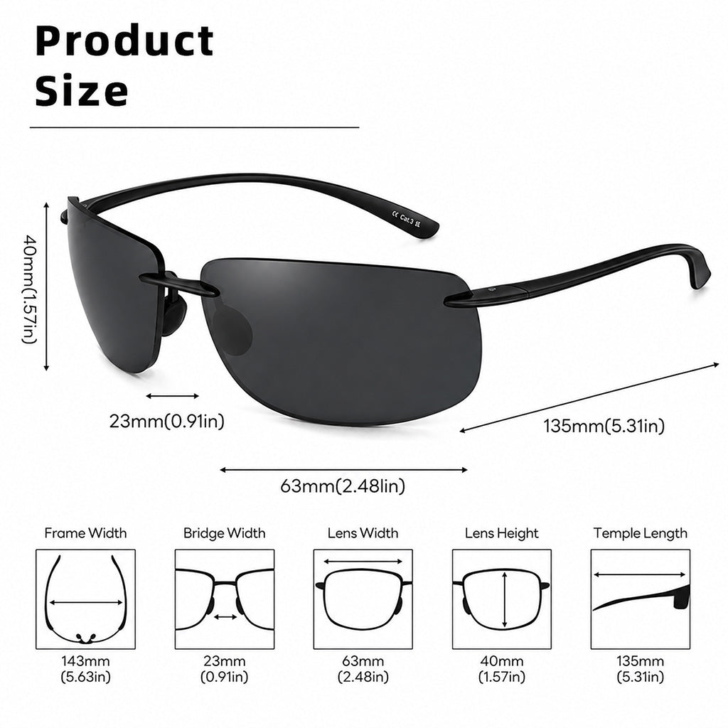 Ultralight Rimless Polarized Sunglasses | UV400